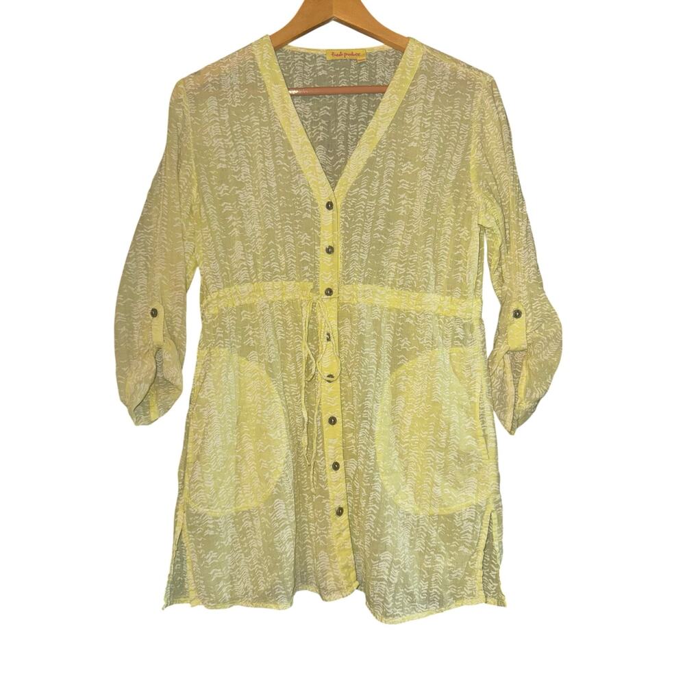 Fresh Produce Swimming Suit Cover Up Butter Yellow Size MD/LG Sheer Beach Costal